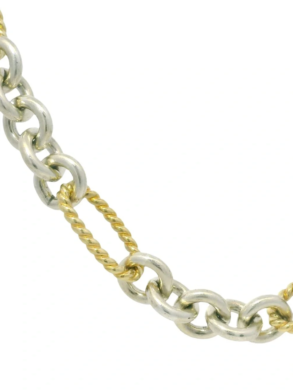 David Yurman 18 K Yellow Gold & Silver Cable- Link Toggle Necklace Choker